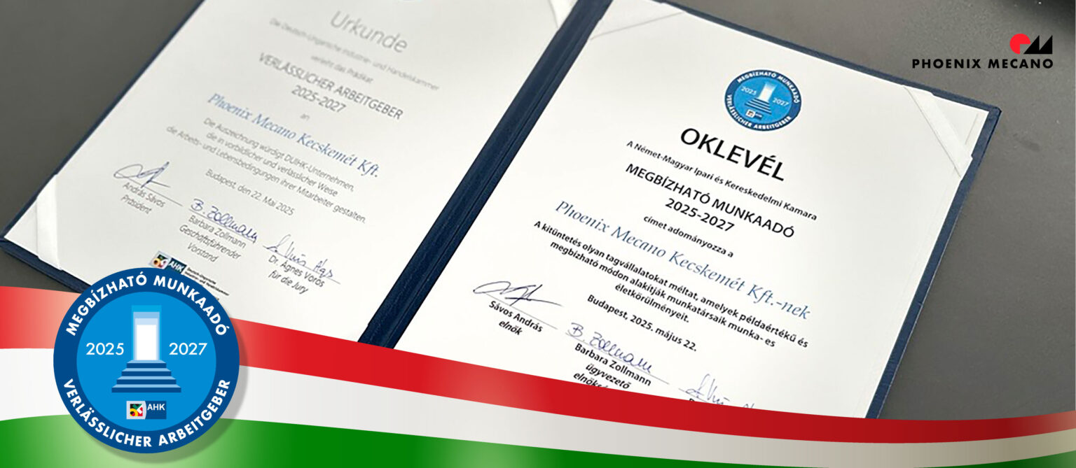 A Phoenix Mecano elnyerte a "Megbízható Munkaadó" címet.